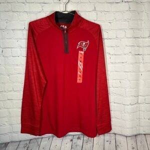 NFL Tampa Bay Buccaneers CSA Mens Red Quarter Zip Pullover Shirt‎ Medium NEW